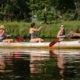 3 girls in a canoe